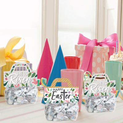 Religious Easter - DIY Christian Holiday Party Clear Goodie Favor Bag Labels - Candy Bags with Toppers - Set of 24