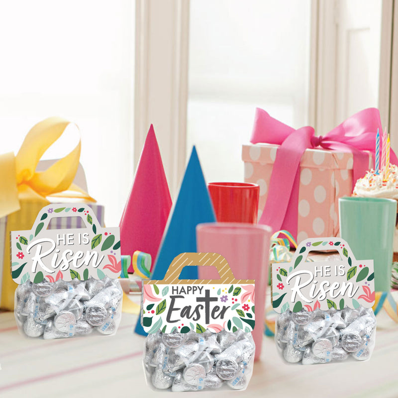 Religious Easter - DIY Christian Holiday Party Clear Goodie Favor Bag Labels - Candy Bags with Toppers - Set of 24
