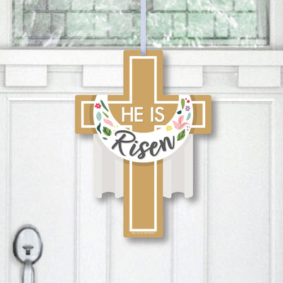 Religious Easter - Hanging Porch Christian Holiday Party Outdoor Decorations - Front Door Decor - 1 Piece Sign