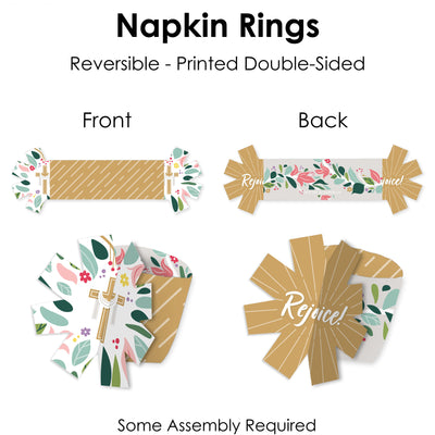 Religious Easter - Christian Holiday Party Paper Napkin Holder - Napkin Rings - Set of 24