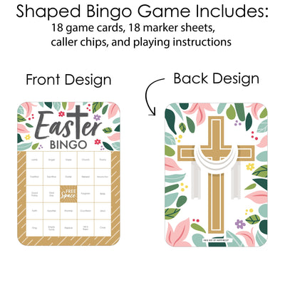 Religious Easter - Bingo Cards and Markers - Christian Holiday Party Bingo Game - Set of 18