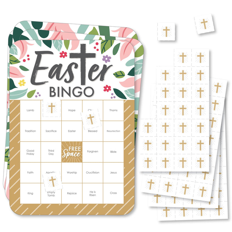 Religious Easter - Bingo Cards and Markers - Christian Holiday Party Bingo Game - Set of 18