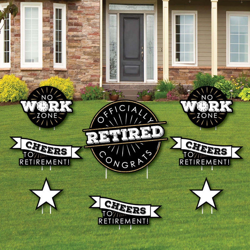 Happy Retirement - Yard Sign & Outdoor Lawn Decorations - Retirement Party Yard Signs - Set of 8