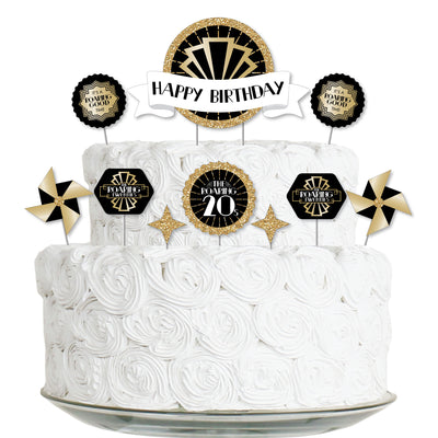Roaring 20's - 1920s Art Deco Jazz Birthday Party Cake Decorating Kit - Happy Birthday Cake Topper Set - 11 Pieces