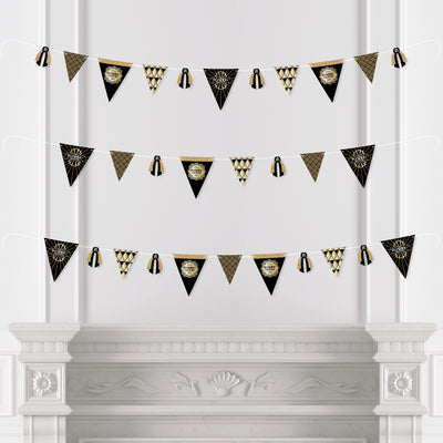 Roaring 20’s - DIY 1920s Art Deco Jazz Party Pennant Garland Decoration - Triangle Banner - 30 Pieces