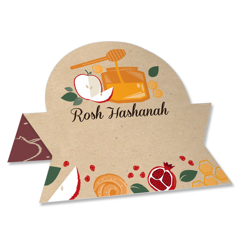 Rosh Hashanah - Jewish New Year Party Tent Buffet Card - Table Setting Name Place Cards - Set of 24