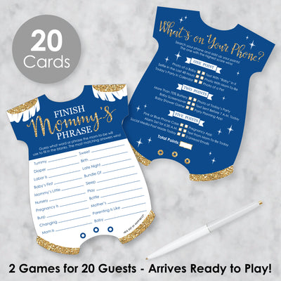 Royal Prince Charming - 2-in-1 Baby Shower Cards - Activity Duo Games - Set of 20