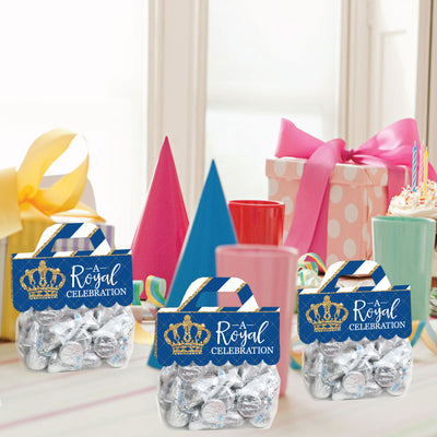 Royal Prince Charming - DIY Baby Shower or Birthday Party Clear Goodie Favor Bag Labels - Candy Bags with Toppers - Set of 24