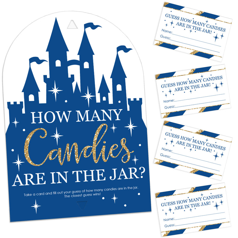 Royal Prince Charming - How Many Candies Baby Shower or Birthday Party Game - 1 Stand and 40 Cards - Candy Guessing Game