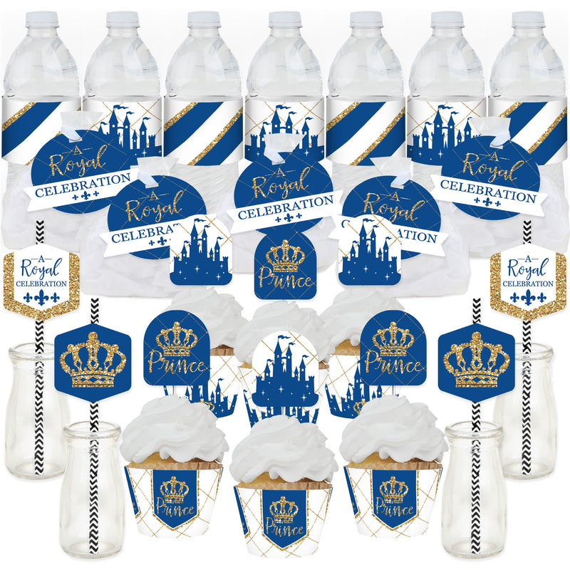 Royal Prince Charming - Baby Shower or Birthday Party Favors and Cupcake Kit - Fabulous Favor Party Pack - 100 Pieces