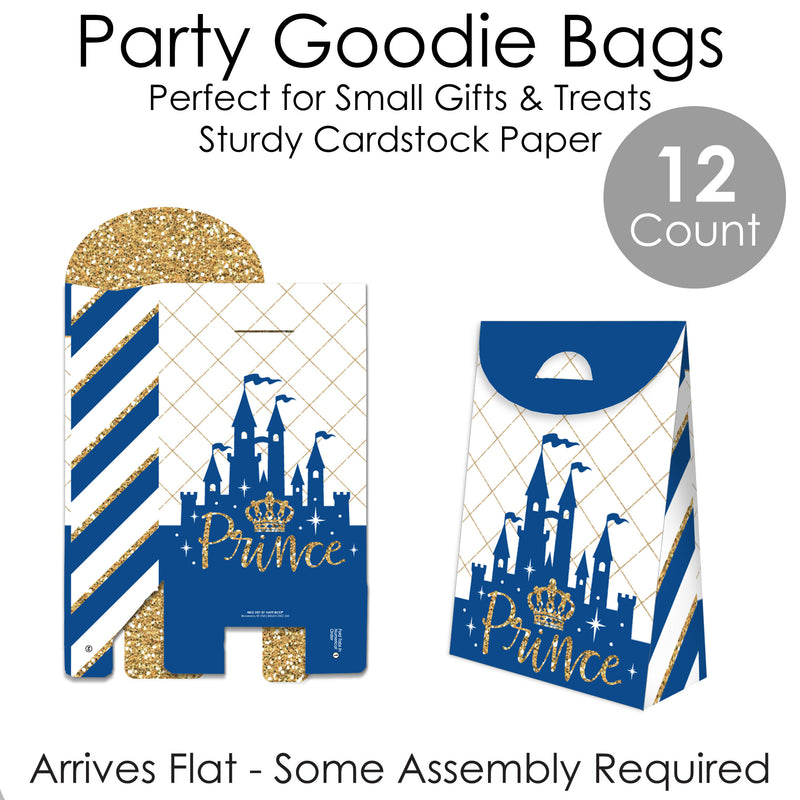 Royal Prince Charming - Baby Shower or Birthday Gift Favor Bags - Party Goodie Boxes - Set of 12