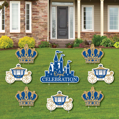 Royal Prince Charming - Yard Sign & Outdoor Lawn Decorations - Baby Shower or Birthday Party Yard Signs - Set of 8
