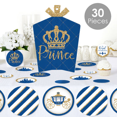 Royal Prince Charming - Baby Shower or Birthday Party Decor and Confetti - Terrific Table Centerpiece Kit - Set of 30