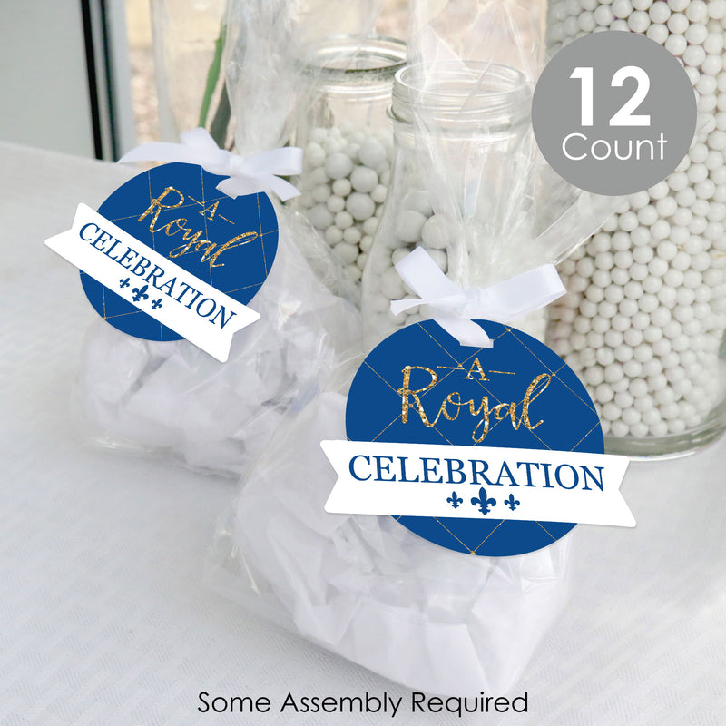Royal Prince Charming - Baby Shower or Birthday Party Clear Goodie Favor Bags - Treat Bags With Tags - Set of 12