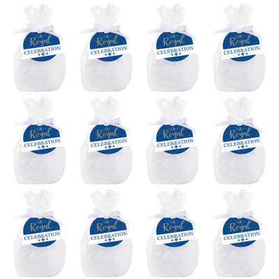 Royal Prince Charming - Baby Shower or Birthday Party Clear Goodie Favor Bags - Treat Bags With Tags - Set of 12