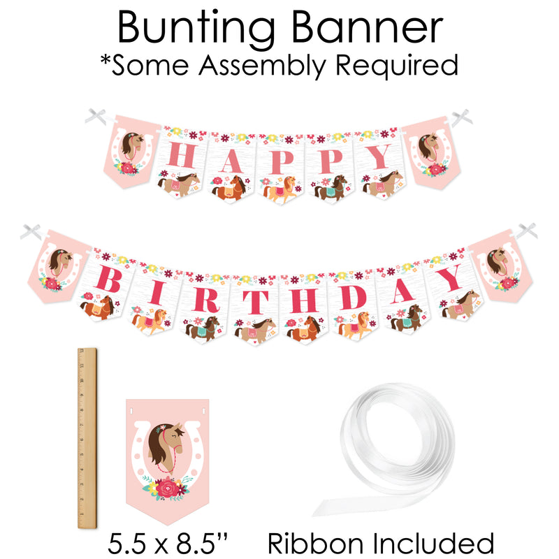 Run Wild Horses - Banner and Photo Booth Decorations - Pony Birthday Party Supplies Kit - Doterrific Bundle