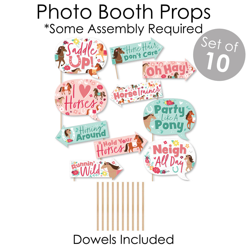 Run Wild Horses - Banner and Photo Booth Decorations - Pony Birthday Party Supplies Kit - Doterrific Bundle