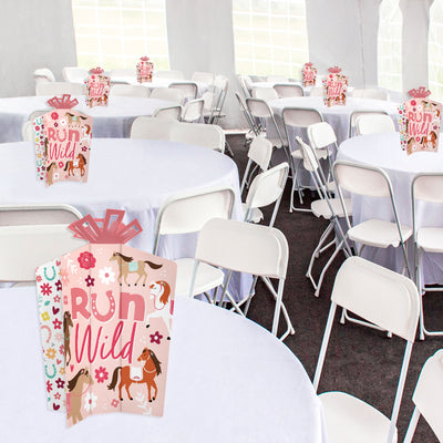 Run Wild Horses - Table Decorations - Pony Birthday Party Fold and Flare Centerpieces - 10 Count