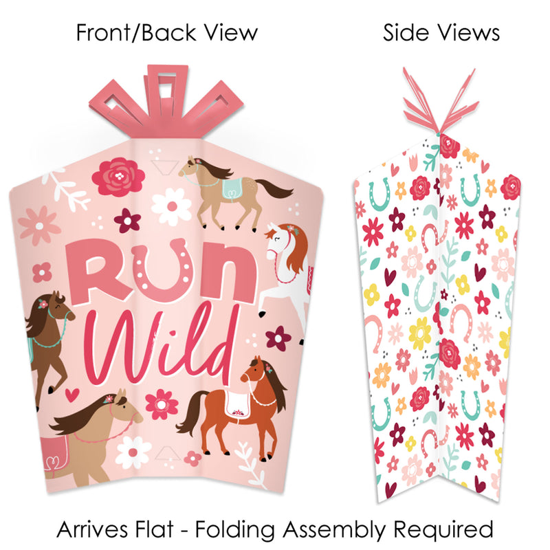 Run Wild Horses - Table Decorations - Pony Birthday Party Fold and Flare Centerpieces - 10 Count