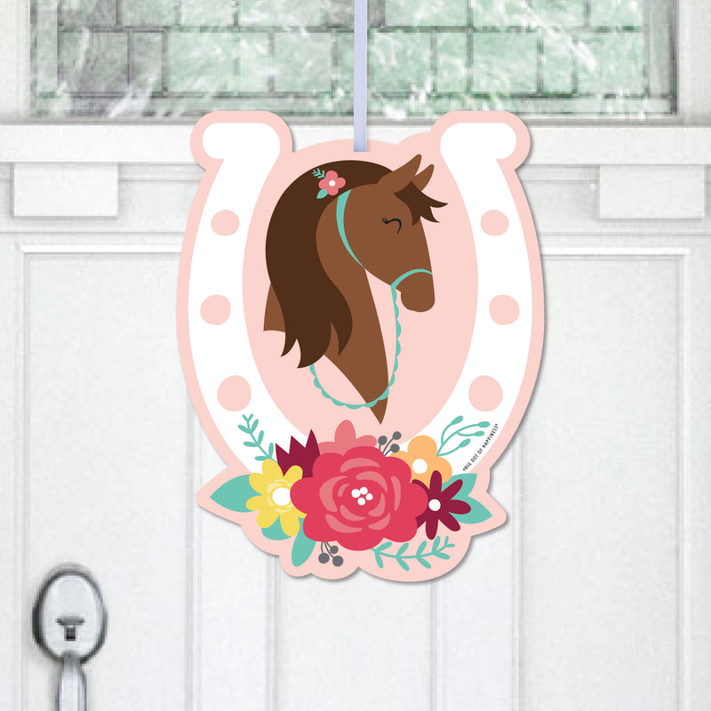 Run Wild Horses - Hanging Porch Pony Birthday Party Outdoor Decorations - Front Door Decor - 1 Piece Sign