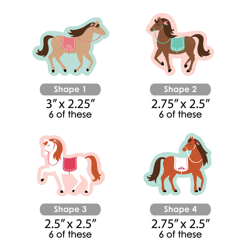 Run Wild Horses - DIY Shaped Pony Birthday Party Cut-Outs - 24 Count