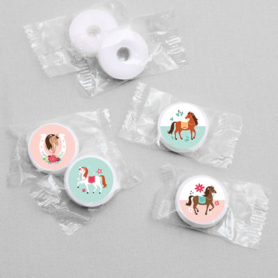 Run Wild Horses - Pony Birthday Party Round Candy Sticker Favors - Labels Fit Chocolate Candy (1 sheet of 108)