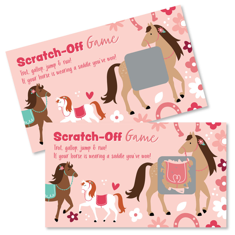 Run Wild Horses - Pony Birthday Party Game Scratch Off Cards - 22 Count