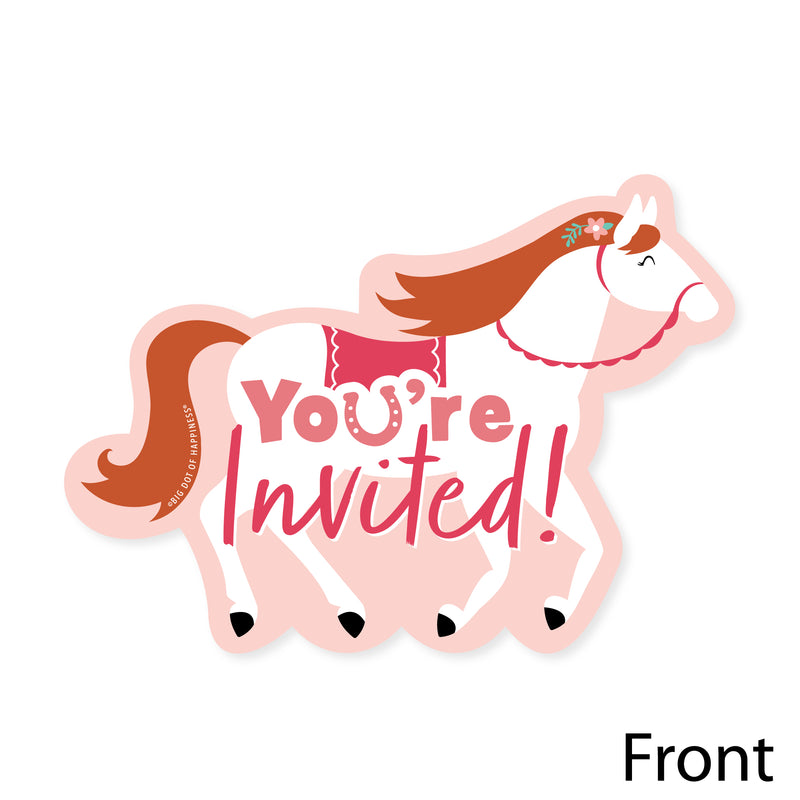 Run Wild Horses - Shaped Fill-In Invitations - Pony Birthday Party Invitation Cards with Envelopes - Set of 12