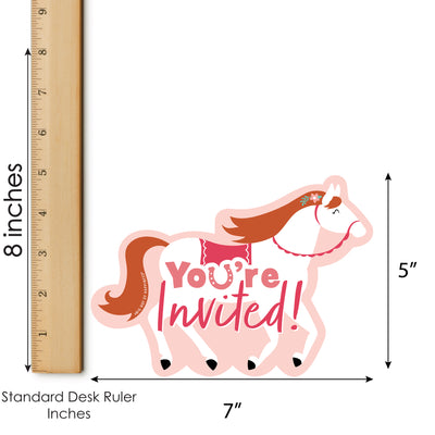 Run Wild Horses - Shaped Fill-In Invitations - Pony Birthday Party Invitation Cards with Envelopes - Set of 12