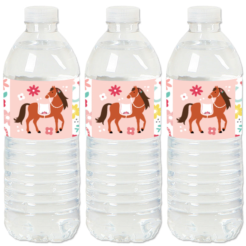 Run Wild Horses - Pony Birthday Party Water Bottle Sticker Labels - Set of 20