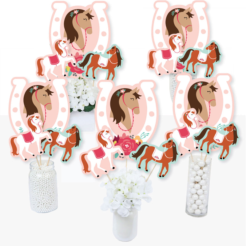 Run Wild Horses - Pony Birthday Party Centerpiece Sticks - Table Toppers - Set of 15