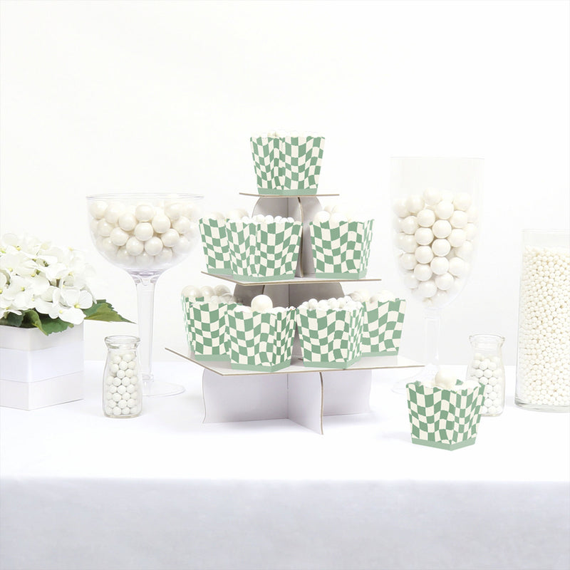 Sage Green Checkered Party - Party Mini Favor Boxes - Treat Candy Boxes - Set of 12