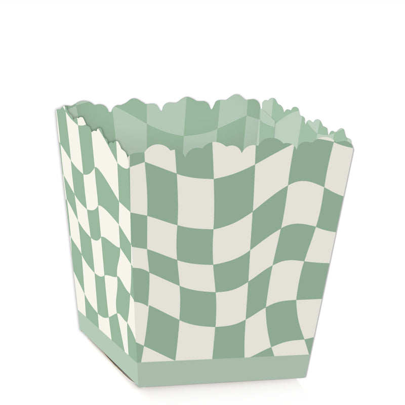 Sage Green Checkered Party - Party Mini Favor Boxes - Treat Candy Boxes - Set of 12
