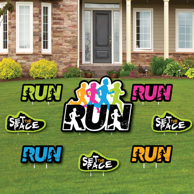 Set The Pace - Running - Yard Sign & Outdoor Lawn Decorations - Track, Cross Country or Marathon Yard Signs - Set of 8
