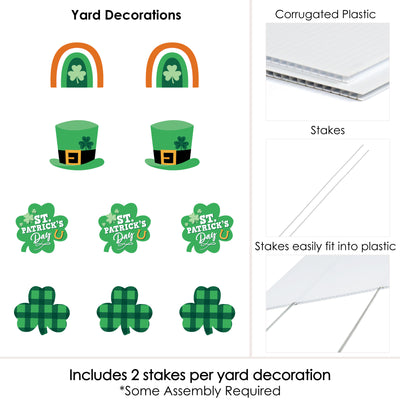 Shamrock St. Patrick's Day - Hat, Rainbow Lawn Decorations - Outdoor Saint Paddy's Day Party Yard Decorations - 10 Piece