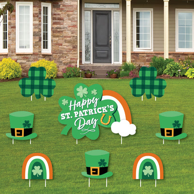Shamrock St. Patrick's Day - Yard Sign and Outdoor Lawn Decorations - Saint Paddy's Day Party Yard Signs - Set of 8