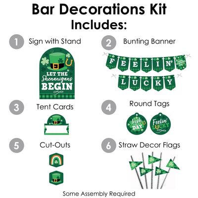 Shamrock St. Patrick’s Day - DIY Saint Paddy’s Day Party Signs - Snack Bar Decorations Kit - 50 Pieces
