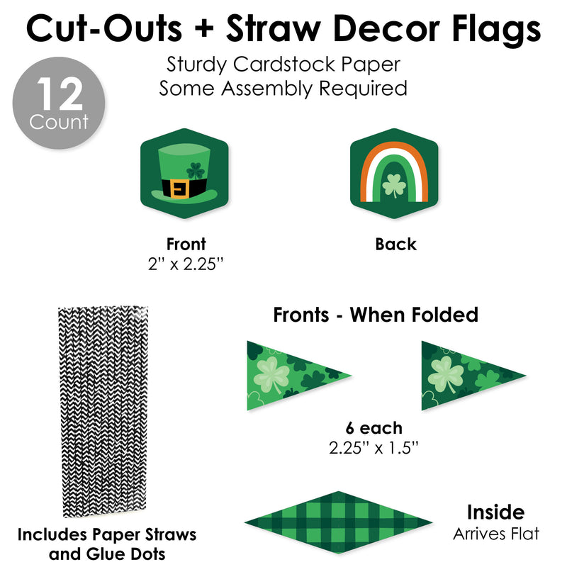 Shamrock St. Patrick’s Day - DIY Saint Paddy’s Day Party Signs - Snack Bar Decorations Kit - 50 Pieces