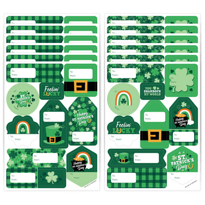 Shamrock St. Patrick's Day - Assorted Saint Paddy’s Day Party Gift Tag Labels - To and From Stickers - 12 Sheets - 120 Stickers