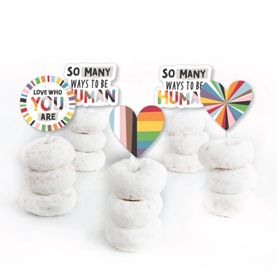 So Many Ways to Be Human - Dessert Cupcake Toppers - Pride Party Clear Treat Picks - Set of 24