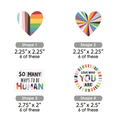 So Many Ways to Be Human - DIY Shaped Pride Party Cut-Outs - 24 Count