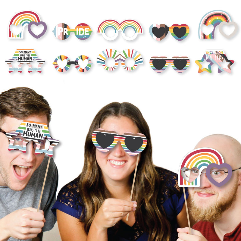 So Many Ways to Be Human Glasses - Paper Card Stock Pride Party Photo Booth Props Kit - 10 Count