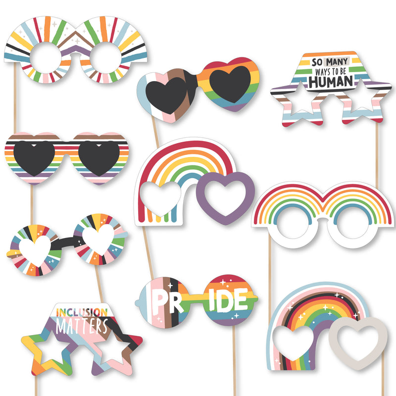 So Many Ways to Be Human Glasses - Paper Card Stock Pride Party Photo Booth Props Kit - 10 Count