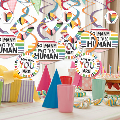So Many Ways to Be Human - Pride Party Hanging Decor - Party Decoration Swirls - Set of 40