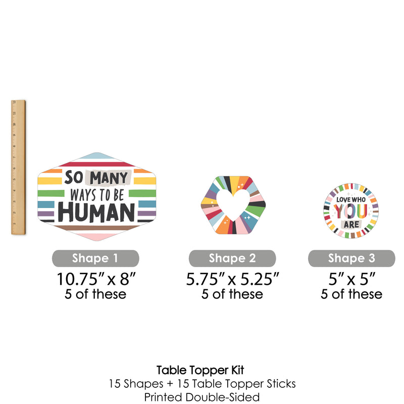 So Many Ways to Be Human - Pride Party Centerpiece Sticks - Table Toppers - Set of 15