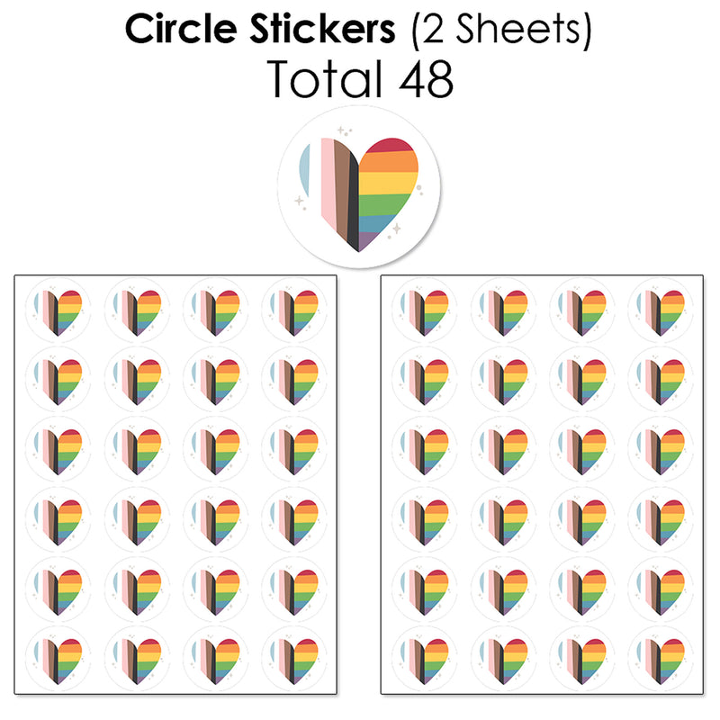 So Many Ways to Be Human - Mini Candy Bar Wrappers, Round Candy Stickers and Circle Stickers - Pride Party Candy Favor Sticker Kit - 304 Pieces