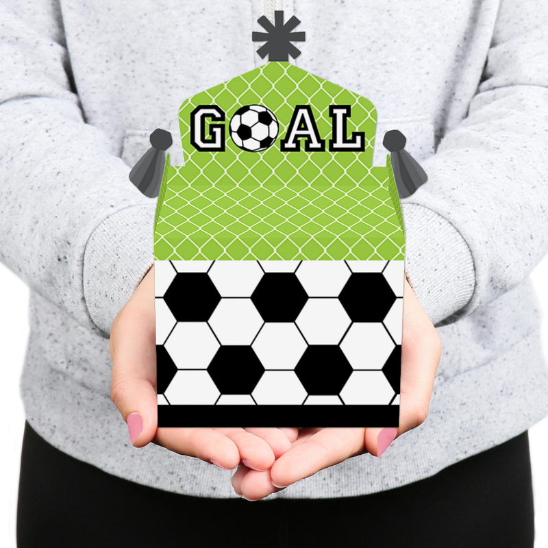 GOAAAL! - Soccer - Treat Box Party Favors - Baby Shower or Birthday Party Goodie Gable Boxes - Set of 12