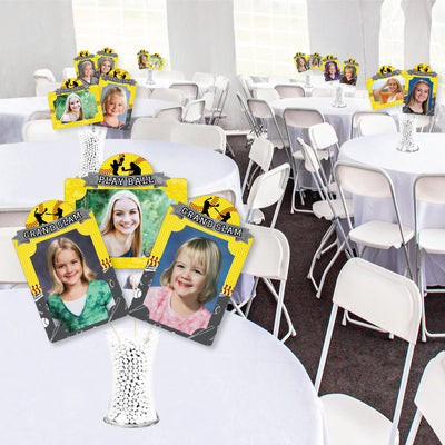 Grand Slam - Fastpitch Softball - Birthday Party or Baby Shower Picture Centerpiece Sticks - Photo Table Toppers - 15 Pieces