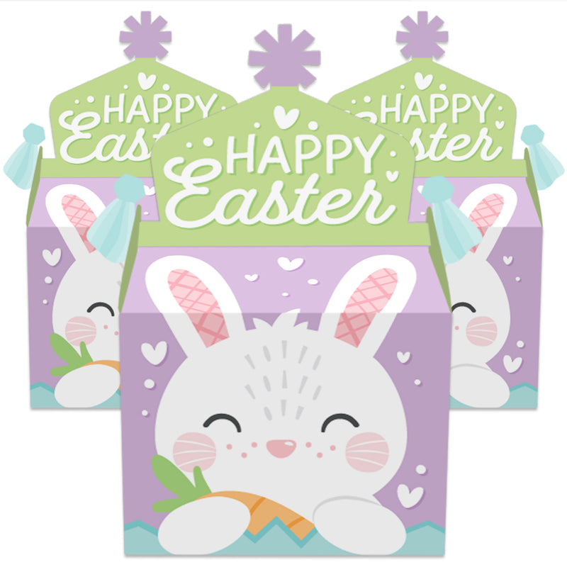Spring Easter Bunny - Treat Box Party Favors - Happy Easter Party Goodie Gable Boxes - Set of 12