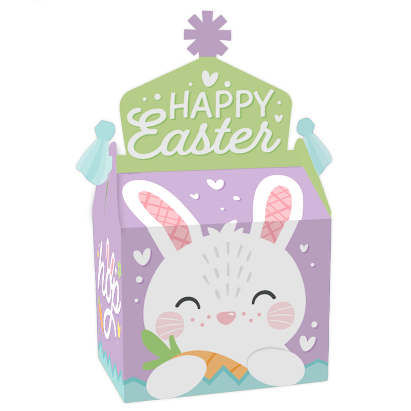 Spring Easter Bunny - Treat Box Party Favors - Happy Easter Party Goodie Gable Boxes - Set of 12